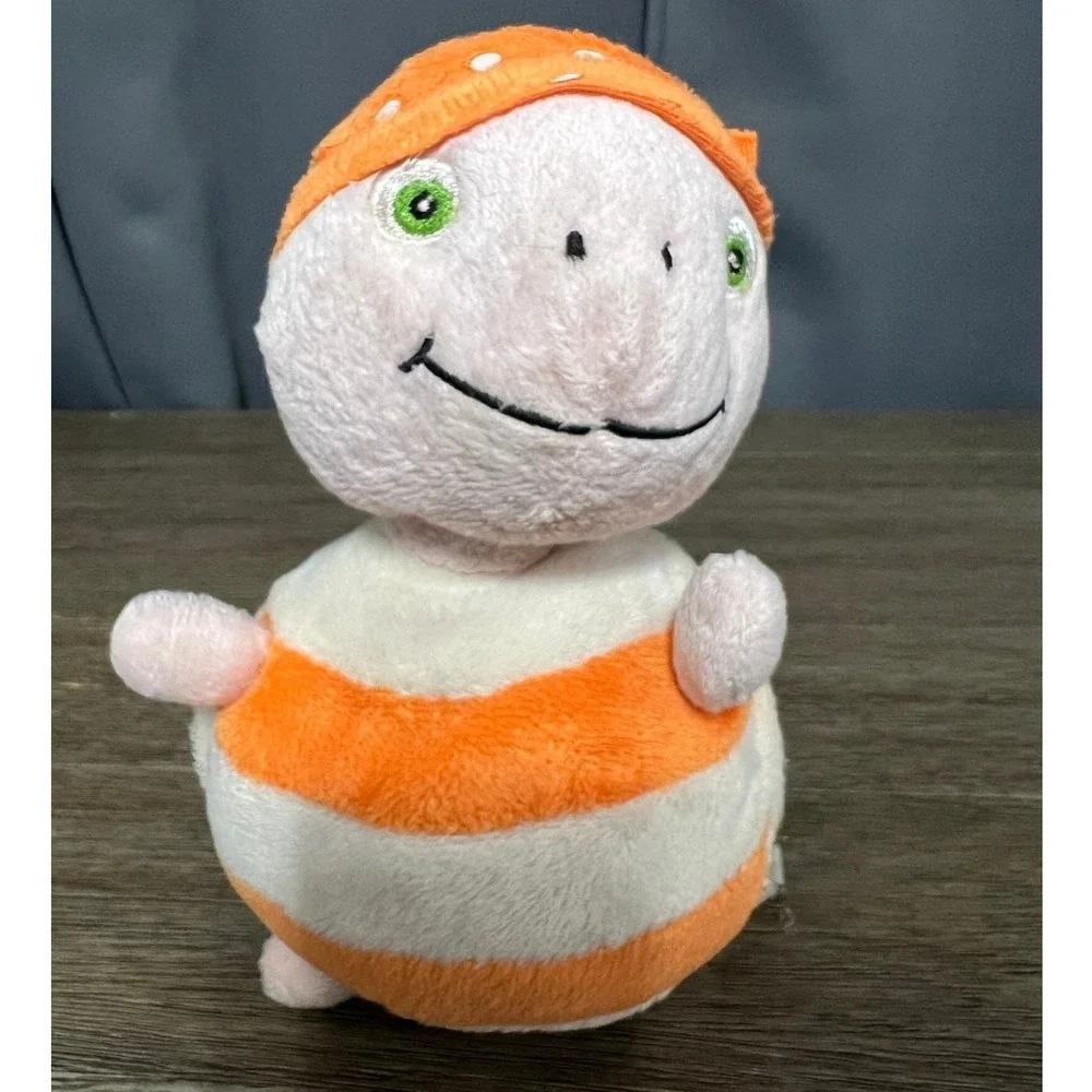 BToymaker Orange Striped Turtle Plush Mushroom‎ Hat Polka Dot 6.5